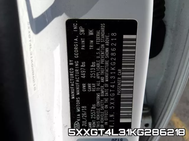 5XXGT4L31KG286218 фото 2