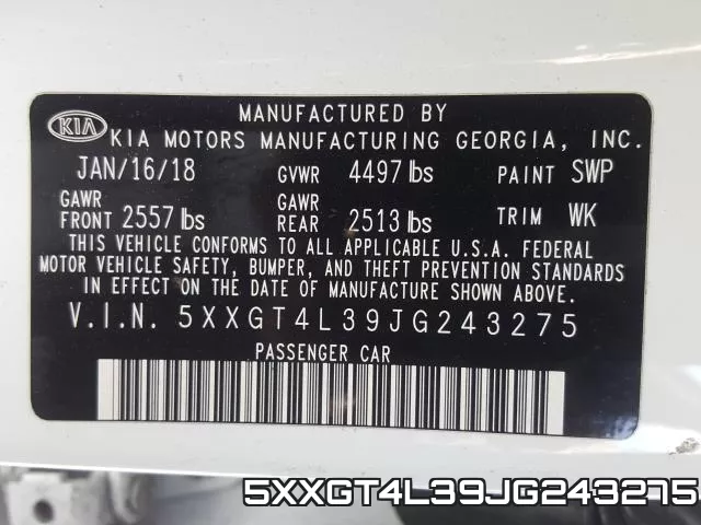 5XXGT4L39JG243275 фото 2