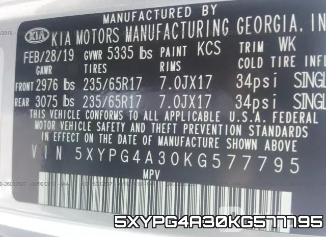 5XYPG4A30KG577795 фото 10