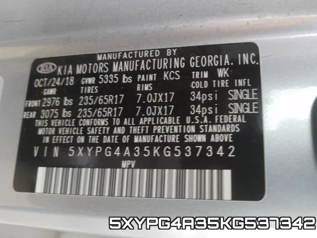 5XYPG4A35KG537342 фото 2