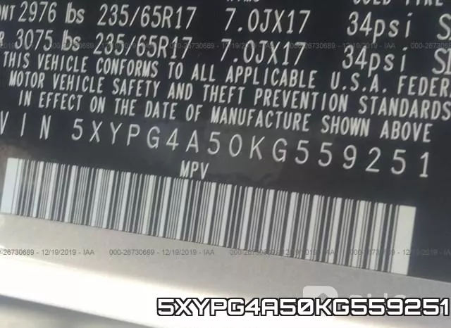 5XYPG4A50KG559251 фото 10