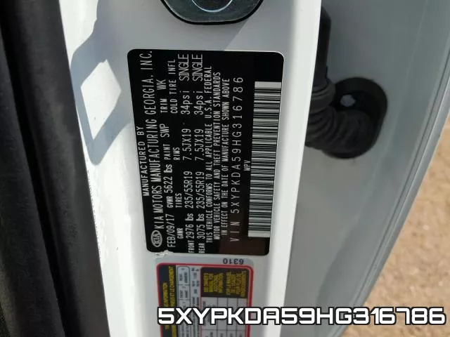 5XYPKDA59HG316786 фото 2