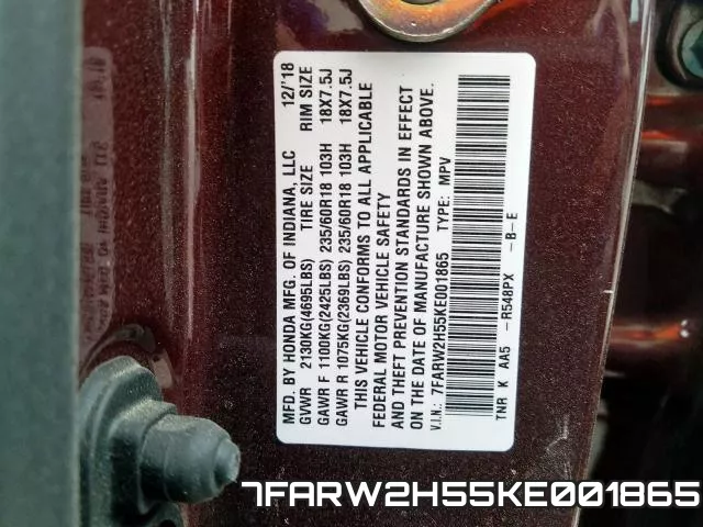 7FARW2H55KE001865 фото 2