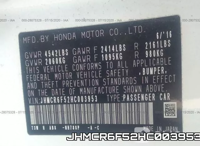 JHMCR6F52HC003953 фото 10