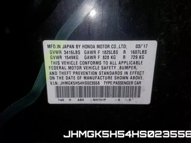 JHMGK5H54HS023558 фото 2
