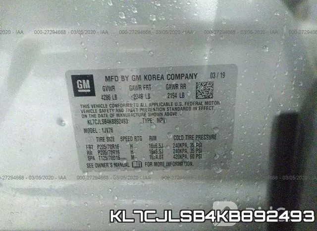 KL7CJLSB4KB892493 фото 10