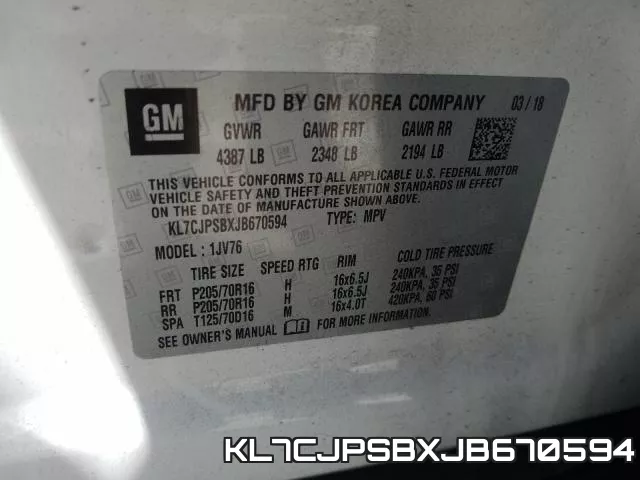 KL7CJPSBXJB670594 фото 2
