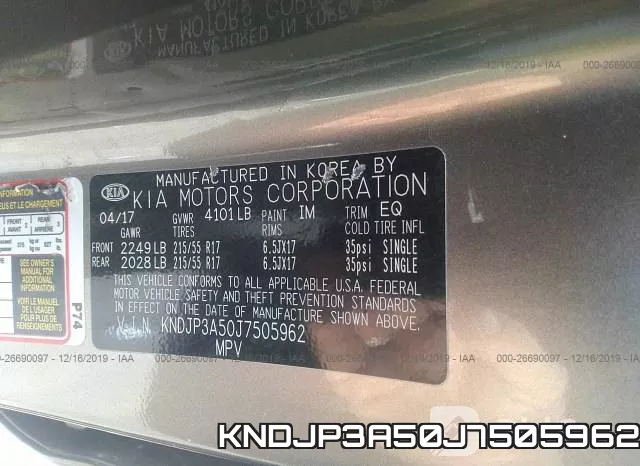 KNDJP3A50J7505962 фото 10