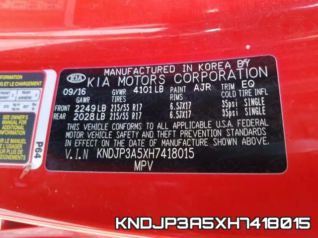 KNDJP3A5XH7418015 фото 2