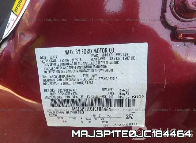MAJ3P1TE0JC184464 фото 10