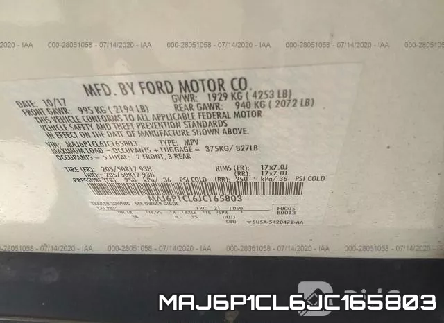 MAJ6P1CL6JC165803 фото 10