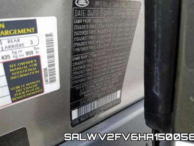 SALWV2FV6HA150056 фото 2