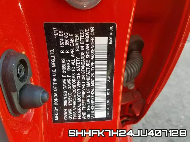 SHHFK7H24JU407128 фото 2