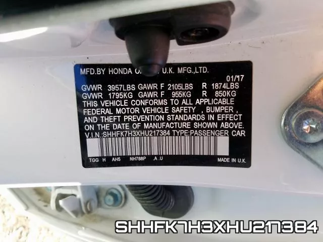 SHHFK7H3XHU217384 фото 2