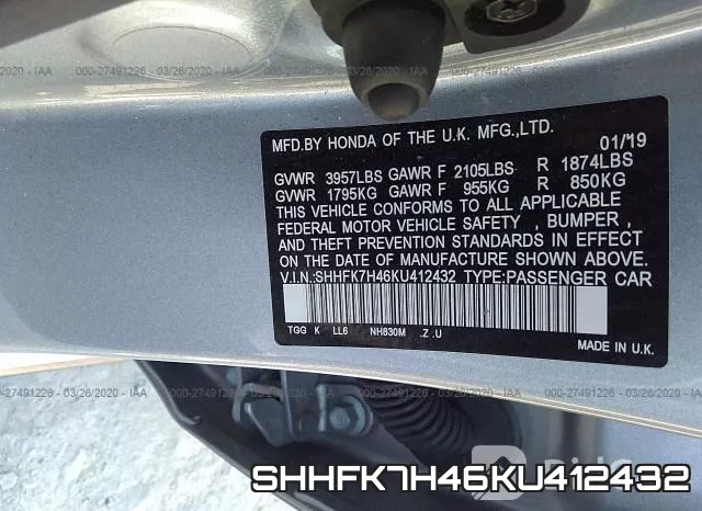 SHHFK7H46KU412432 фото 10