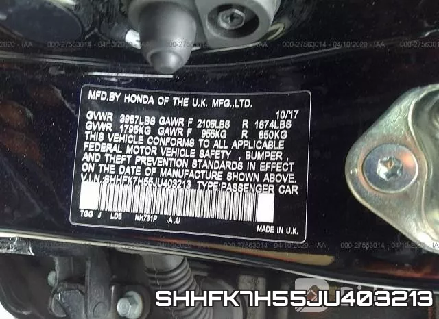 SHHFK7H55JU403213 фото 10