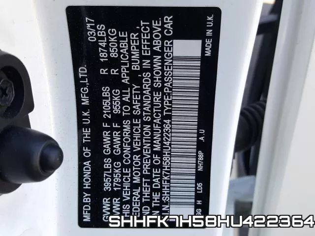 SHHFK7H58HU422364 фото 2
