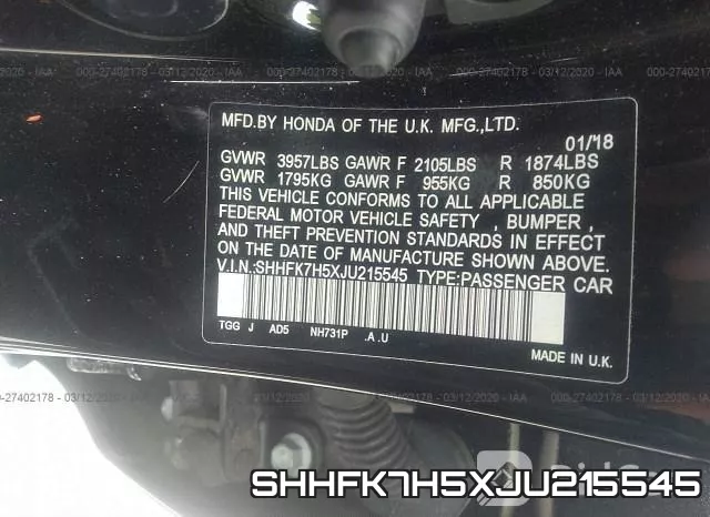 SHHFK7H5XJU215545 фото 10