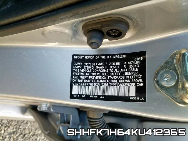 SHHFK7H64KU412365 фото 2
