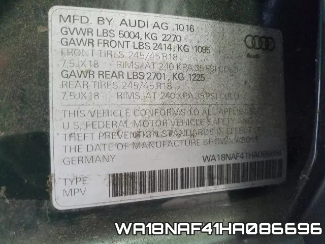 WA18NAF41HA086696 фото 2