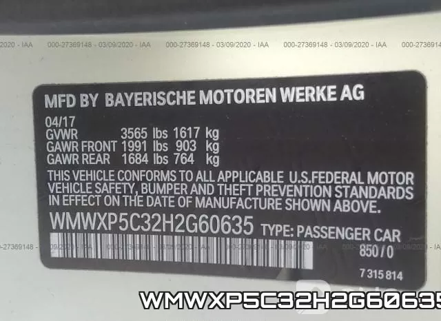 WMWXP5C32H2G60635 фото 10