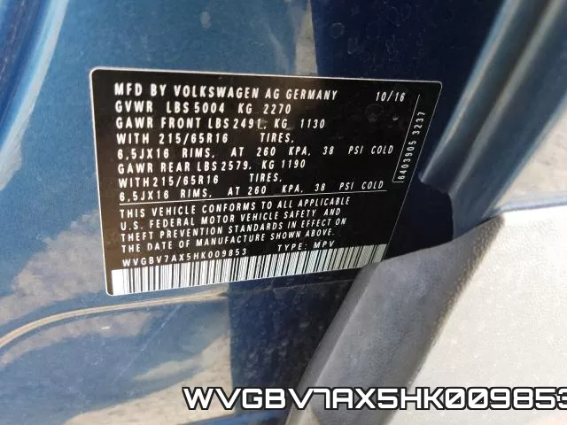 WVGBV7AX5HK009853 фото 2