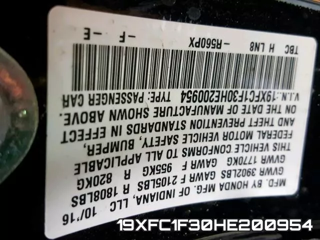 19XFC1F30HE200954 фото 2