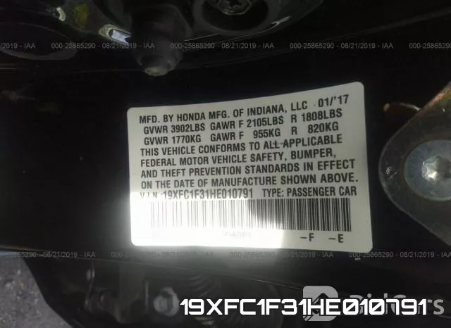 19XFC1F31HE010791 фото 10