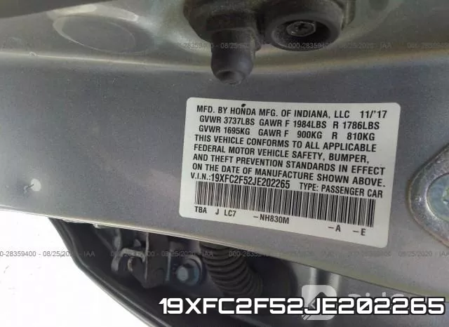 19XFC2F52JE202265 фото 10