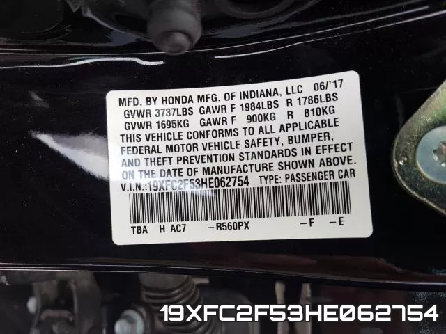 19XFC2F53HE062754 фото 2