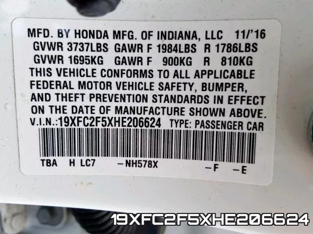 19XFC2F5XHE206624 фото 2