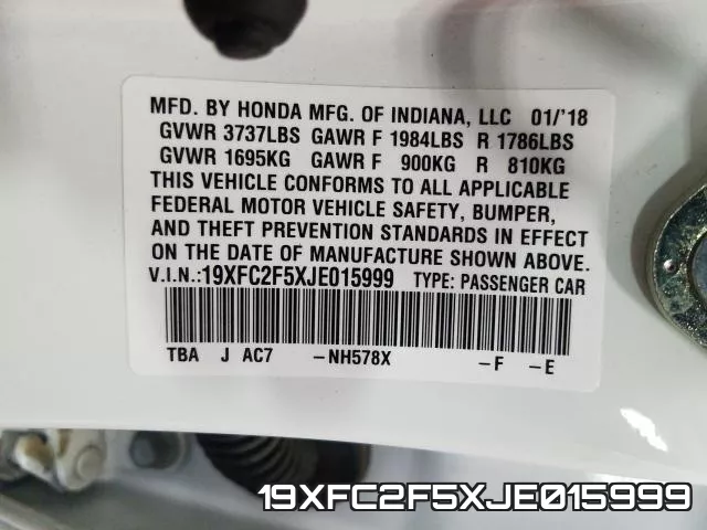 19XFC2F5XJE015999 фото 2