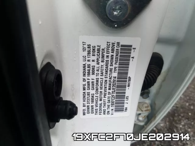 19XFC2F70JE202914 фото 2