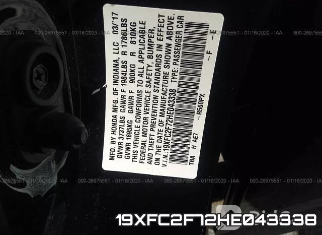 19XFC2F72HE043338 фото 10