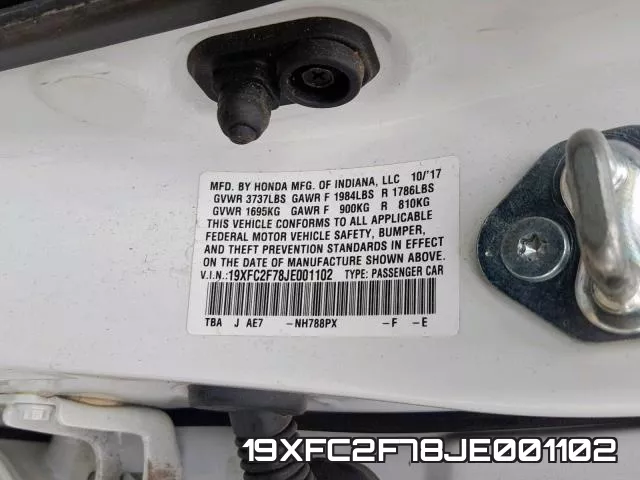 19XFC2F78JE001102 фото 2