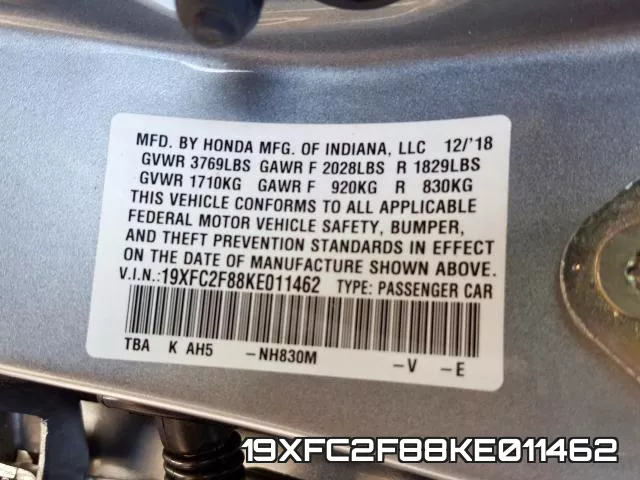 19XFC2F88KE011462 фото 2