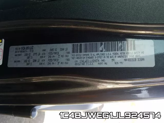 1C4BJWEG1JL924574 фото 2