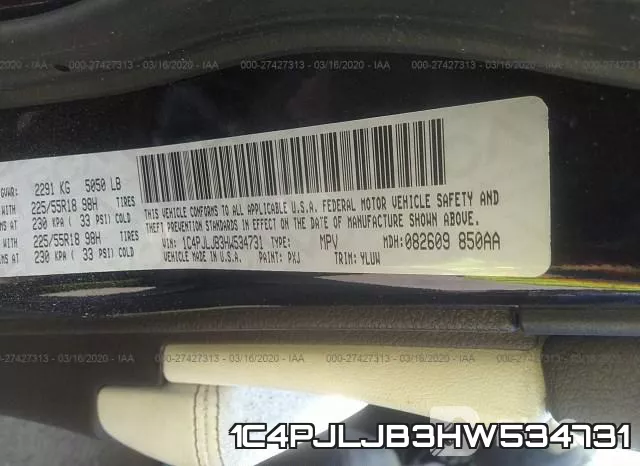 1C4PJLJB3HW534731 фото 9