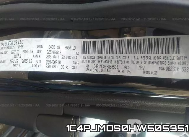 1C4PJMDS0HW505351 фото 10