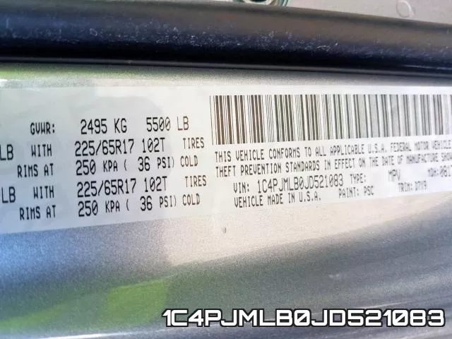 1C4PJMLB0JD521083 фото 2