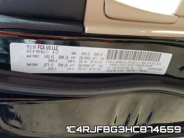 1C4RJFBG3HC874659 фото 2