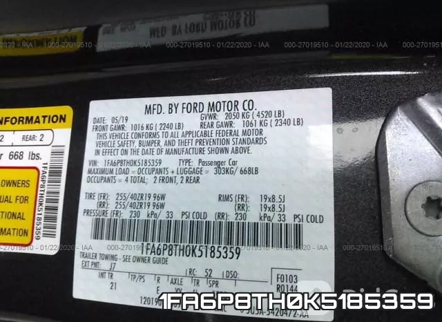 1FA6P8TH0K5185359 фото 10