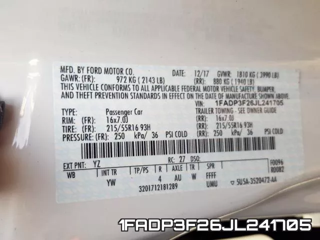 1FADP3F26JL241705 фото 2