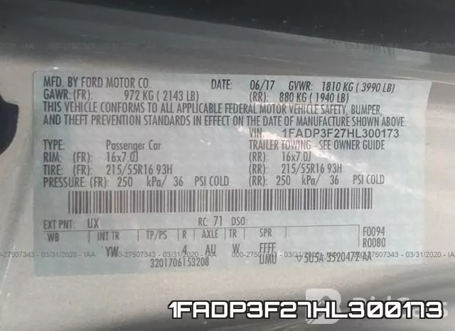 1FADP3F27HL300173 фото 10