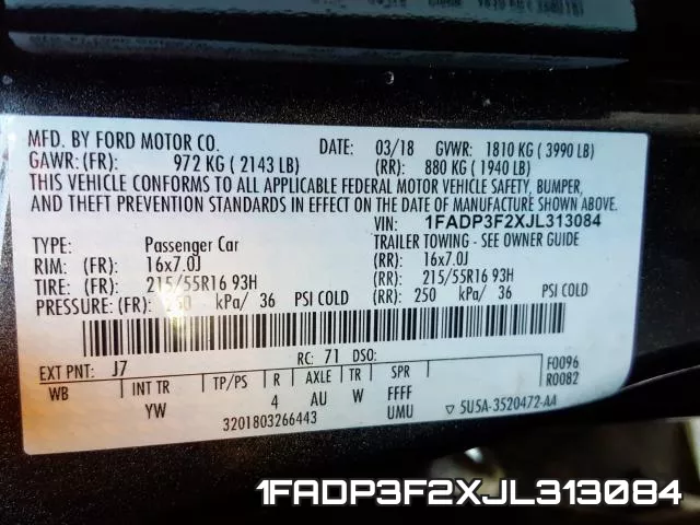 1FADP3F2XJL313084 фото 2