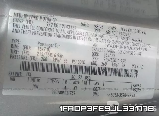 1FADP3FE9JL331778 фото 10