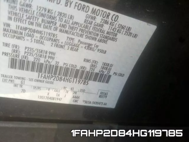 1FAHP2D84HG119785 фото 2