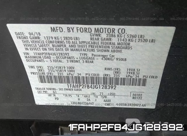 1FAHP2F84JG128392 фото 10