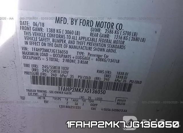 1FAHP2MK7JG136050 фото 10
