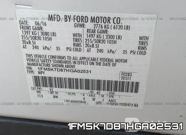 1FM5K7D87HGA02531 фото 10